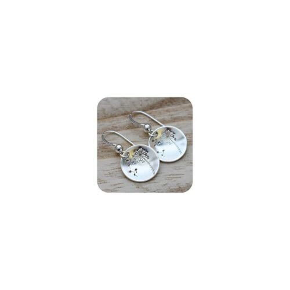 8086 925 Sterling Silver Dandelion Earrings Fashion Jewelry Vintage Silver